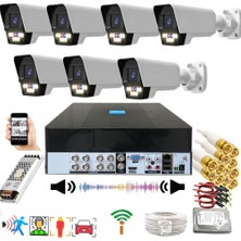 Bises 7 Li Sesli Araç Insan Yüz Tanımalı Hareket Algılayan 5 Mp Lens 9 Warm LED Gece Renkli Kamera Seti 5909WS-PLS