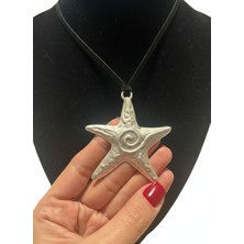 Vintage Takı Siyah Kadife Ipli American Vintage Yıldız Spiral Kolye