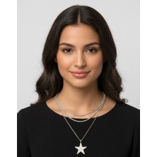 Vintage Takı Vintage Gümüş Kaplama Katmanlı Yıldız Figürlü "north Star" Kolye