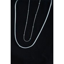 Buğz Paslanmaz Çelik Snake ve Dorika Model Kombin Kolye