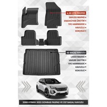 Sahler Peugeot 2008 Hybrıd 2025 ve Sonrası Uyumlu 4.5d Premium Havuzlu Oto Paspas ve Liner Üst Bagaj Havuzu