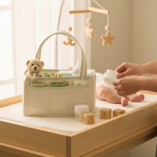 Wellasya Anne Bebek Bakım Çantası Krem Keçe  Çok Gözlü Organizer, Düzenleyici Çanta