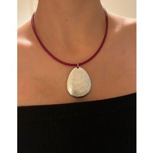 Vintage Takı Bordo Ipli Otantik Kolye Vitage Bohem