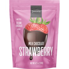 Chocovia Belçika Çikolatalı Sütlü Çikolata Kaplı Çilek 100 (Gr)-Atıştırmalık Çikolata