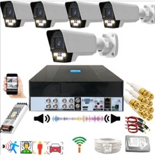 Bises 5 Li Sesli Araç Insan Yüz Tanımalı Hareket Algılayan 5 Mp Lens 9 Warm LED Gece Renkli Kamera Seti 5909WS-PLS
