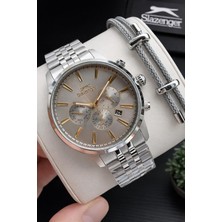 Slazenger Italyan Tasarım Bileklik Hediyeli 2 Yıl Garantili 10 Atm Çelik Erkek Kol Saat ESL1812.E.11