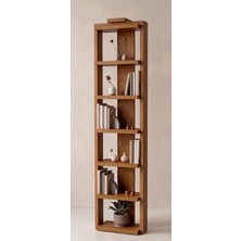 Liora Commerce Ahşap 6 Bölmeli Modern Kitaplık - El Yapımı Masif Ahşap