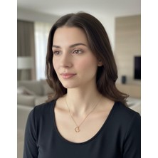 Vintage Takı Altın Rengi Gold Kalp Kolye Sevgililer Gününe Özel Sade ve Şık