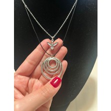 Vintage Takı 2'li Hüma Kuşlu Halka Spiral Kolye / Şans ve Uğur Kolyesi