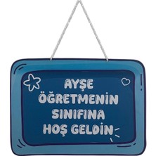 heptex Öğretmenin Sınıfına Hoş Geldiniz Ahşap Kapı Panosu