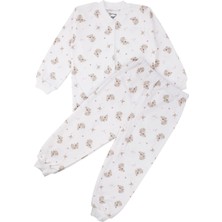 by BebekOdam Kız Çocuk Ekru Bej Koala Desenli Çıtçıtlı Pijama Takımı - 1016599