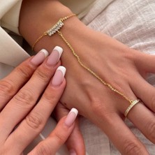 Merve Takı Özel Seri Gold Baget Taşlı Yüzüklü Şahmeran