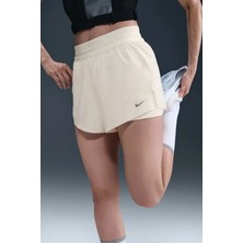 Nike Swift Dri Fit Mid Rise 4" 2ın1 Running Short Kadın 4" Taytlı Koşu Şortu Krem