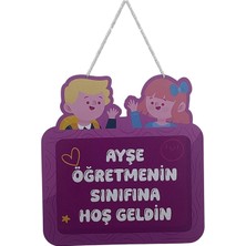 heptex Öğretmenin Sınıfına Hoş Geldiniz Ahşap Kapı Panosu