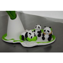 Panda Figürlü Dekaratif Hediyelik Tepsili Vazolu Set