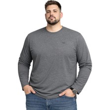 Battal Moda Battalmoda Erkek Büyük Beden Antrasit Pamuklu Uzun Kollu Tişört 3xl-4xl-5xl-6xl-7xl-8xl