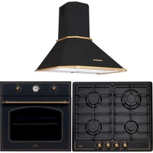 Çetintaş Evii Rustik Siyah Set ( Rs 4615 R 60 cm Davlumbaz -Rs 1237 Siyah Fırın-Wl 848 Eat Rs Ocak )