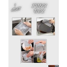 Keskon 1 Adet Tel Temizlik Bezi ( 4 Adet ) – Çok Amaçlı Inox Çizmez Bulaşık Bezi, Highqual Tek Katmanlı Zor Kir Bezi