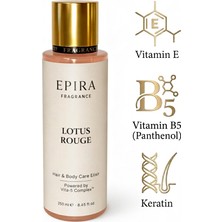 Epira Fragrance Epıra Lotus Rouge Canlandırıcı Çiçeksi Saç ve Vücut Spreyi - Vita-5 Complex ve Keratin ile Yenileyici Etki ve Kalıcı Esans 250ML