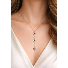 Gümüş Renk Ezme Zincir Ay Yıldız Ye Model Yeni Sezon Çelik Kolye