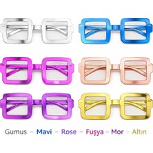 Bucuks Mey Ithalat® Kare Şekilli Parti Gözlüğü 12&amp;#39;li Set – 6 Renk ( Camsız )