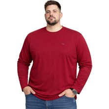 Battal Moda Battalmoda Erkek Büyük Beden Bordo Pamuklu Uzun Kollu Tişört 3xl-4xl-5xl-6xl-7xl-8xl
