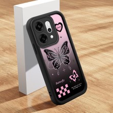 HONTINGA Oppo Reno 14 Pro 5g ile Uyumlu Kılıfı Düşüme Önleyici Basitlik Anti Düşme Kamera Korumali Şirin Kelebek Siyah Desen Yumuşak Silikon Telefon Kılıfı Kadın ve Erkek Için Uygundur K2-0458