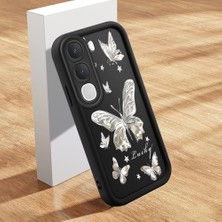 HONTINGA Vıvo Y31 5g ile Uyumlu Kılıfı Düşüme Önleyici Basitlik Anti Düşme Kamera Korumali Şirin Kelebek Siyah Desen Yumuşak Silikon Telefon Kılıfı Kadın ve Erkek Için Uygundur K2-0459