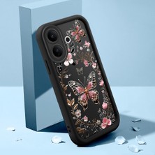 HONTINGA Vıvo V60 Lite ile Uyumlu Kılıfı Düşüme Önleyici Basitlik Anti Düşme Kamera Korumali Şirin Kelebek Siyah Desen Yumuşak Silikon Telefon Kılıfı Kadın ve Erkek Için Uygundur K2-0459