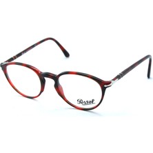 Persol 3174V 49 1100 Hand Made Havana Kırmızı Yuvarlak Unısex Gözlük