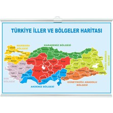 heptex Türkiye Iller ve Bölgeler Haritası Çıtalı 35X50CM