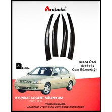 Arabaks Hyundai Accent Milenyum 2000-2003 Cam Rüzgarlığı 4'lü Takım (Mugen Tip, Dayanıklı Malzeme, Kolay Montaj)