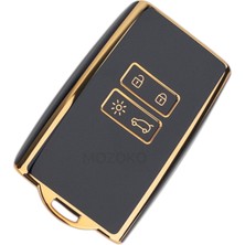 MOZOKO Renault Megane 4 Talisman Koleos Uyumlu Anahtar Kumanda Kart Kılıfı Sert Kapak Gold Siyah