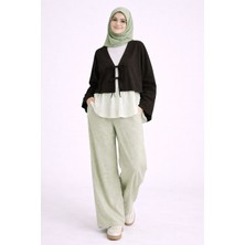 Cng Moda Önü Bağlamalı 2 Bağcıklı Modern Tesettür Kimono Gömlek