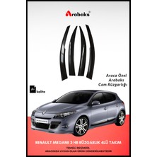 Arabaks Renault Megane 3 Hb Cam Rüzgarlığı 4'lü Takım (Mugen Tip, Dayanıklı Malzeme, Kolay Montaj)