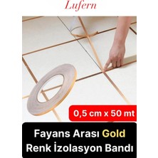 Lufern Premium Kendinden Yapışkanlı Gold Fayans Arası Şerit Bant Sarı Renk  Derz Arası 0.5 cm 50 Metre