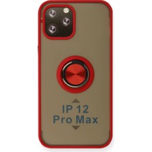 Alkar Ticaret Iphone 12 Pro Max Kılıf Montreal Yüzüklü Silikon Kapak - Kırmızı