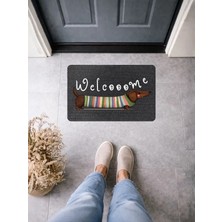 Bert Tatlı Köpek Desenli Welcome Kapı Önü Paspası – Dekoratif Dachshund Tasarımlı Dijital Baskılı Kaydırmaz Pvc Tabanlı Modern Kapı Paspası