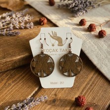 Koçak Takı Ahşap Küpe Modern Özgün Minimalist Takı Model No 251