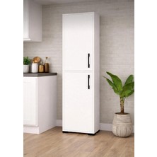 Çok Amaçlı 6 Raflı %100 Mdf Kiler Dolabı - Banyo Dolabı - Beyaz