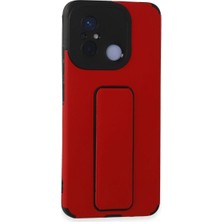 Alkar Ticaret Xiaomi Redmi 12C Kılıf Mega Standlı Silikon - Kırmızı