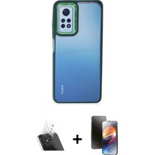 İlk El Grup Ieg™ Redmi Note 12 Pro 4g Kılıf Eksen Doku Prime - Siyah 3D Antistatik Mat Seramik Nano Ekran Koruyucu + Şeffaf Kamera Lens Koruma Cam