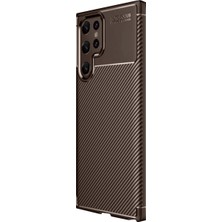 Alkar Ticaret Samsung Galaxy S25 Ultra Kılıf Auto Focus Karbon Kapak - Kahverengi