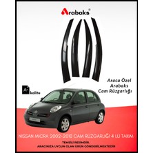 Arabaks Nissan Micra 2002-2010 Cam Rüzgarlığı 4'lü Takım (Mugen Tip, Dayanıklı Malzeme, Kolay Montaj)