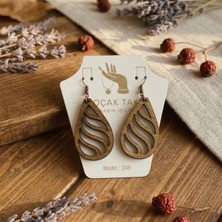 Koçak Takı Ahşap Küpe Modern Özgün Minimalist Takı Model No 249