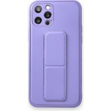 Alkar Ticaret Iphone 12 Pro Kılıf Coco Deri Standlı Kapak - Koyu Lila