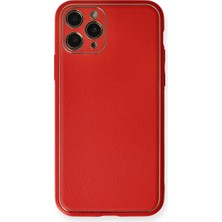 Alkar Ticaret Iphone 11 Pro Max Kılıf Coco Deri Silikon Kapak - Kırmızı