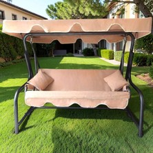 Kapella 3 Kişilik Salıncak Minderi Lüks Kılıf Seti 10CM Minderli Panama Bej