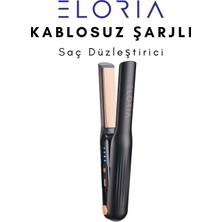 Eloria Kablosuz Şarjlı Saç Düzleştirici , 3 Isı Ayarlı (160-190-220°C), Taşınabilir Mini Düzleştirici & Bukle Maşası