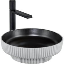 Eva Banyo Lena Tezgah Üstü Lavabo Mat Siyah & Beyaz